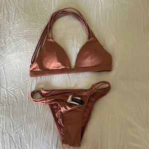 Cikada Strappy Rose Metallic Bikini